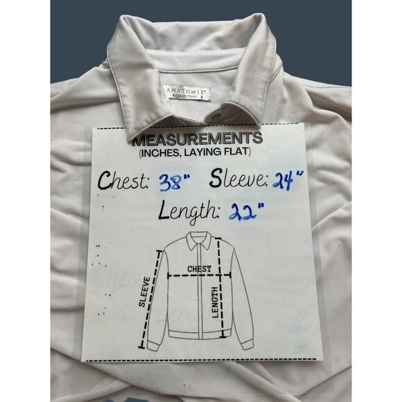 Anatomie Travel Shirt Womens Small Button-Front Lt Gray Stretchy Made in Italy - Picture 5 of 5